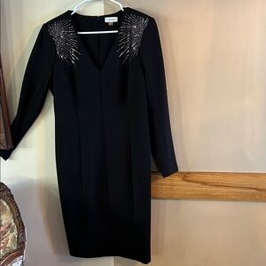 Calvin Klein Black special occasion formal Dress with Silver Embellishments